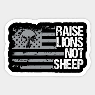 Raise lions not sheep vintage usa flag Sticker
